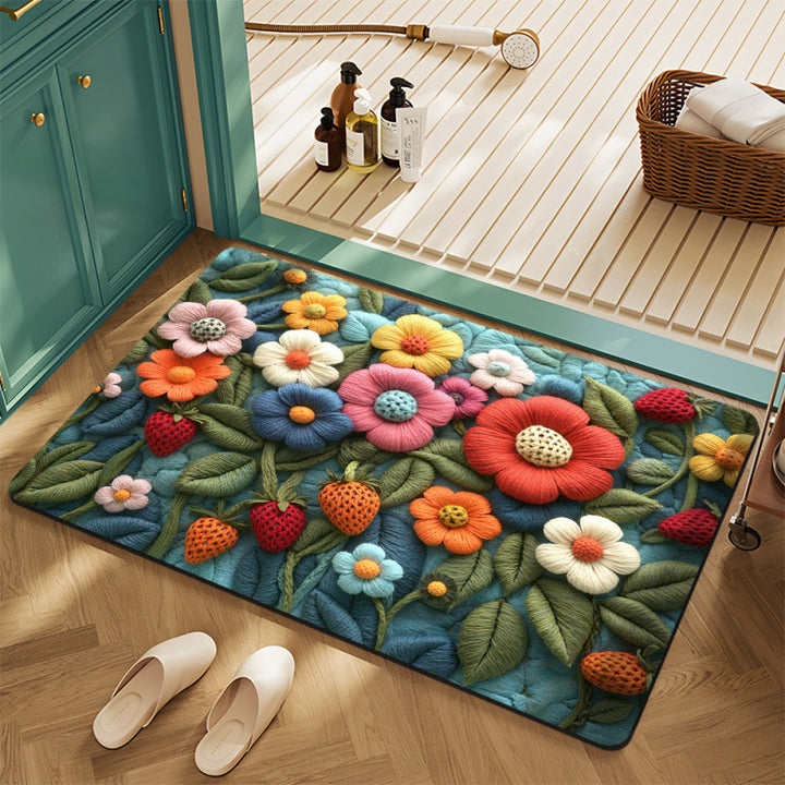 Florales Motiv Badteppich Karnz