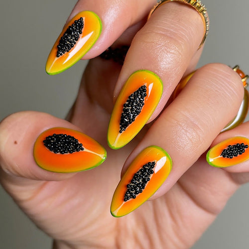 Kunstnägel Im Exotischen Papaya-Design Karnz