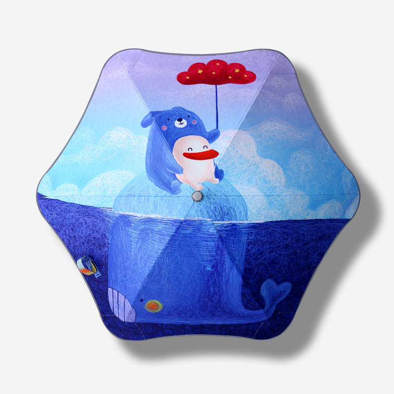 Damen Faltregenschirm mit tierischem Motiv und sicherem Handgriff Karnz