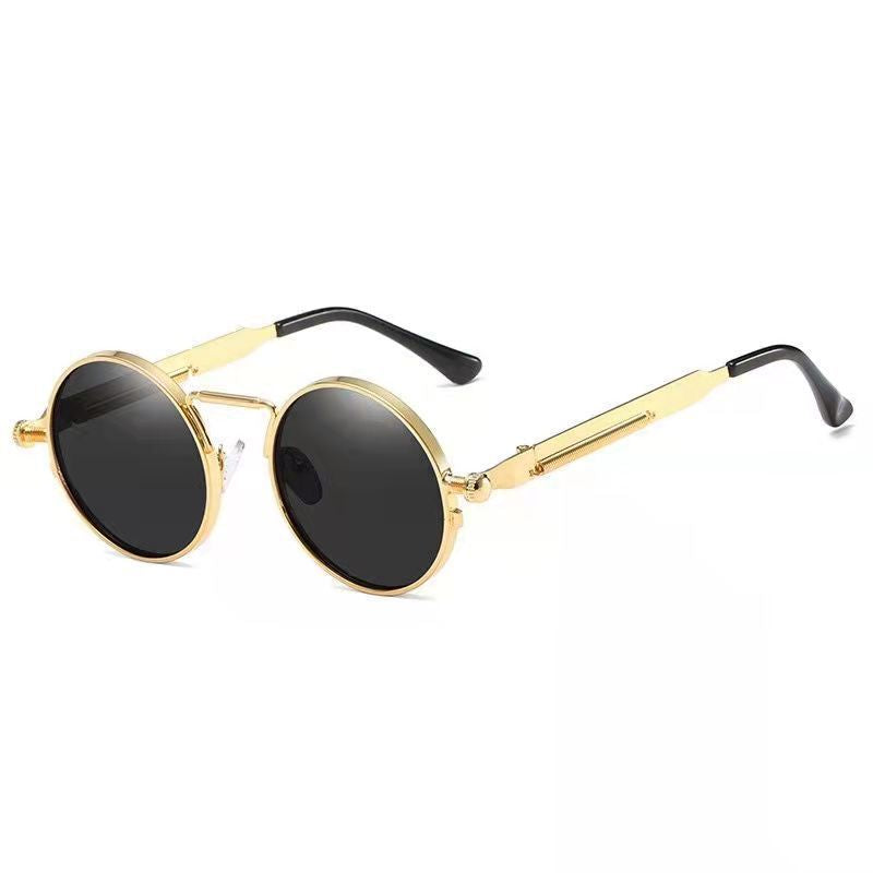 Damen Runde Metall-Sonnenbrille mit verspiegelten Gläsern Karnz