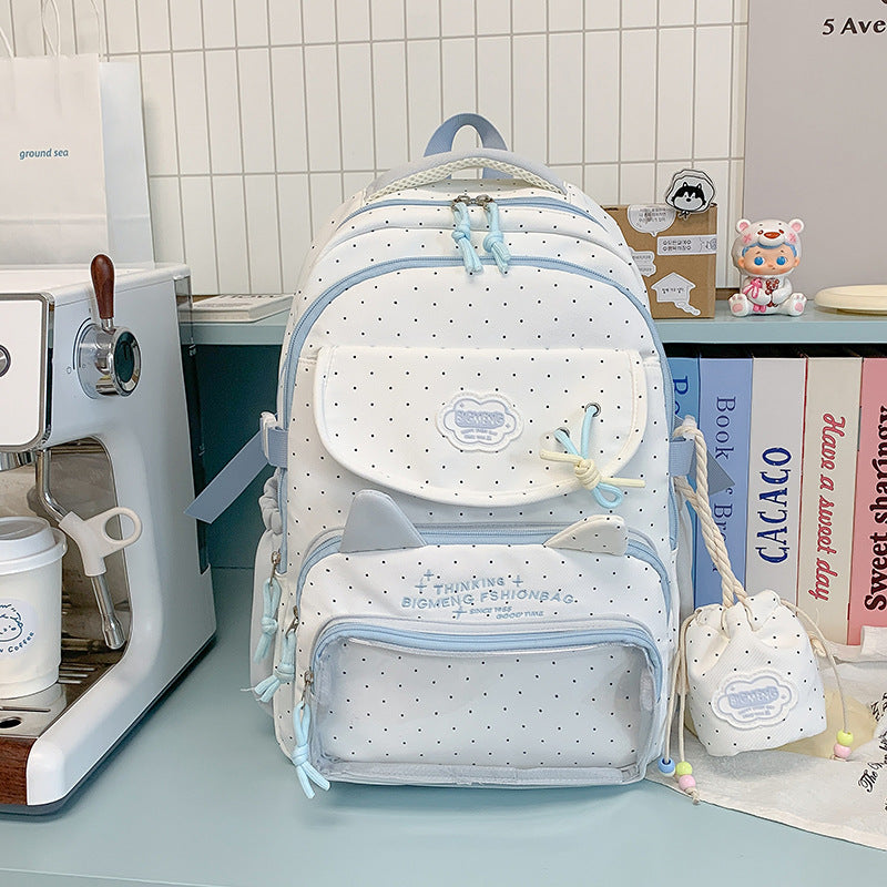 Polka Dots Design Rucksack mit mehreren Fächern Karnz