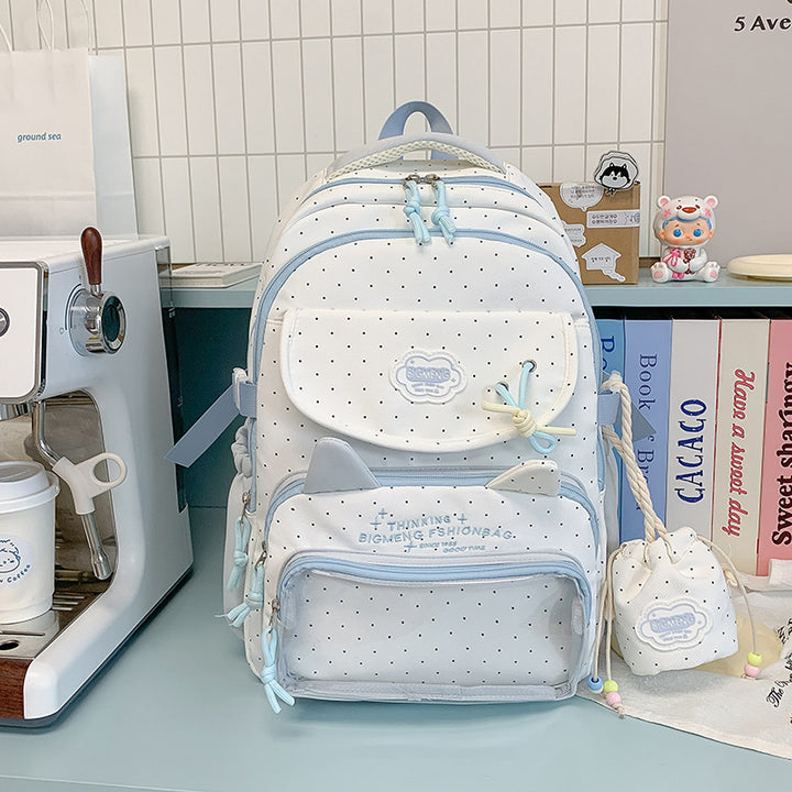 Polka Dots Design Rucksack mit mehreren Fächern Karnz