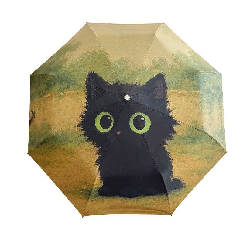Damen Faltregenschirm mit kreativem Katzenmotiv Karnz