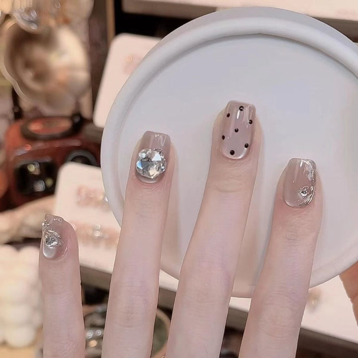 Premium Kristall-dekorierte Press-On NagelSet Karnz