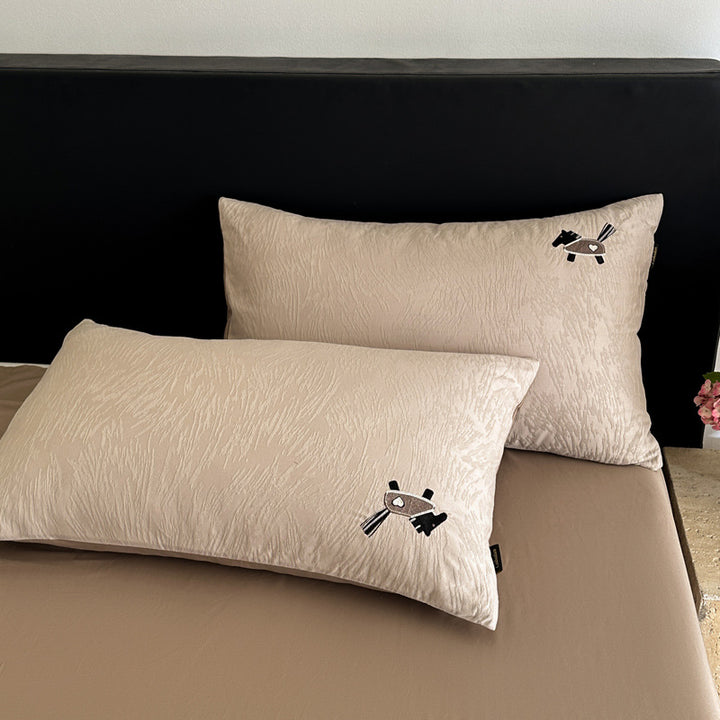 Prägung Jacquard Baumwollmischung Bettbezug Set mit Wendematte Satin Rückseite & maßgeschneiderte Oxford Kissenbezüge