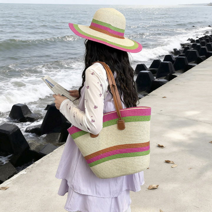 Bunte Strohtasche Strandtasche Karnz