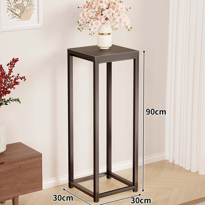 Hoher Metallpflanzenständer Pedestal mit quadratischer Oberseite Minimalistischer Rahmen