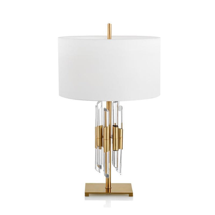 Moderne Tischlampe mit elegantem skulpturalen Fuß