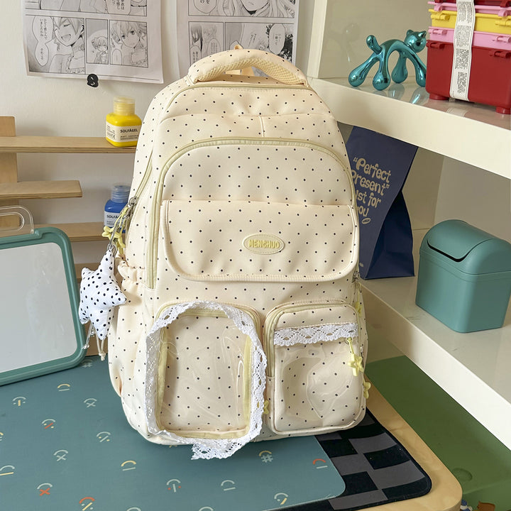 Niedlicher dekorativer gepunkteter Schulrucksack Karnz