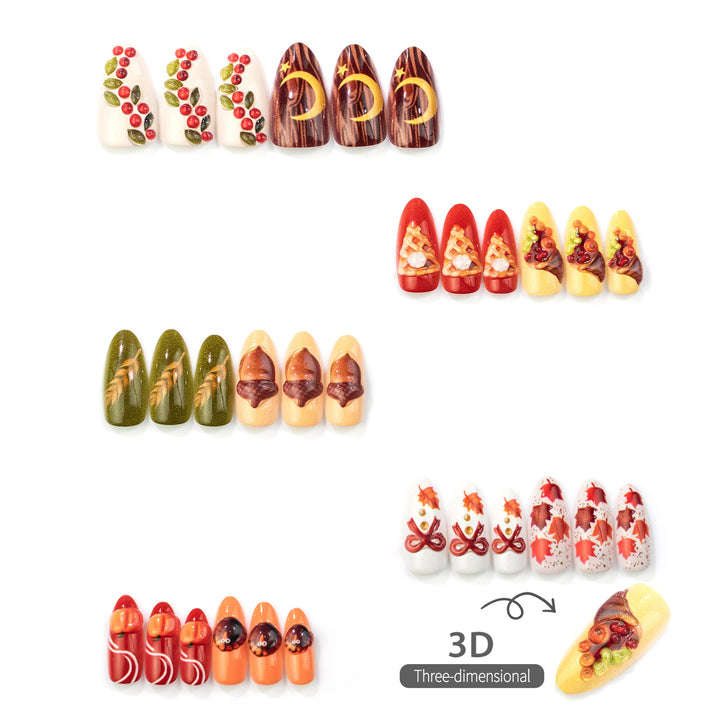 Festliches Ernte-Themen Press-On Nagelkunst Set