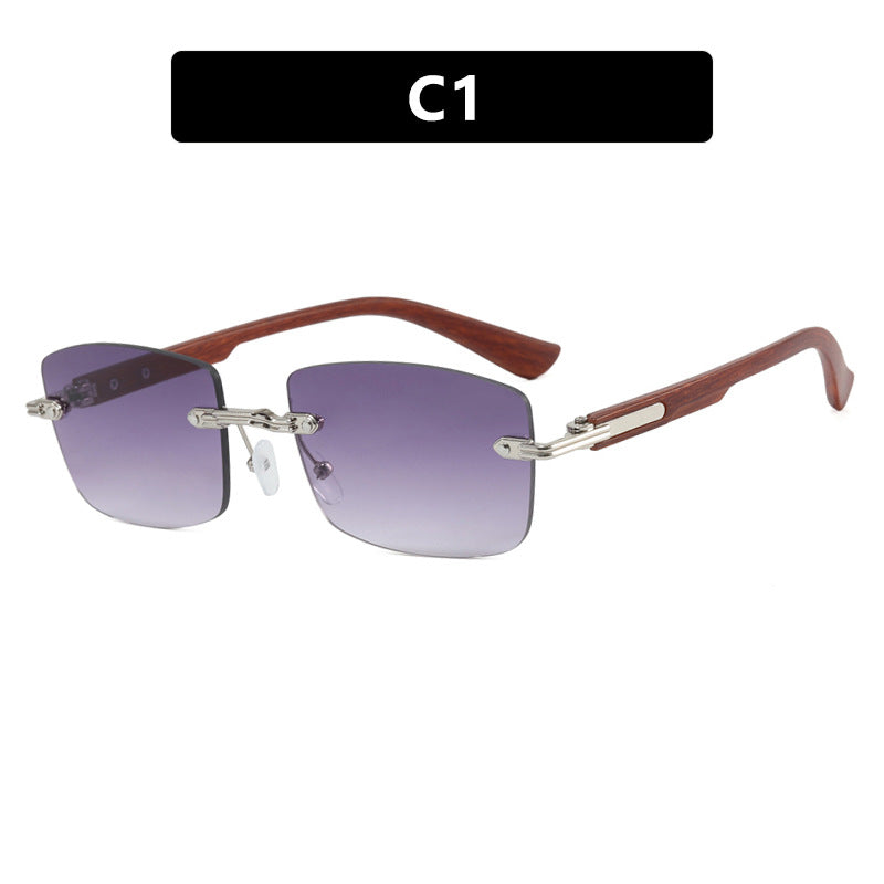 Damen quadratische Sonnenbrille mit Holzrahmen und gradienten Gläsern Karnz