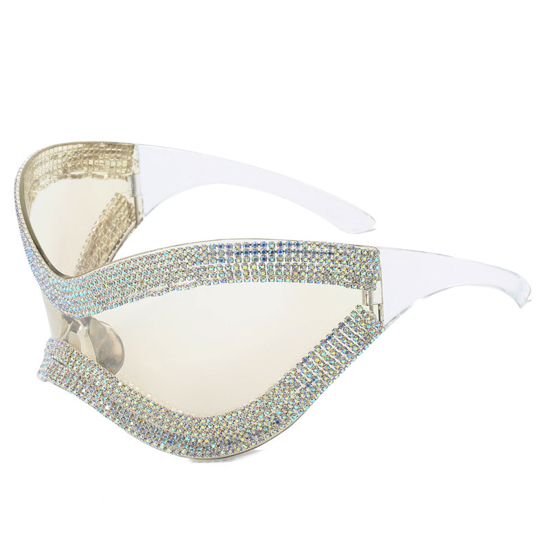 Damen glamouröse Sonnenbrille mit strassbesetztem Rahmen Karnz