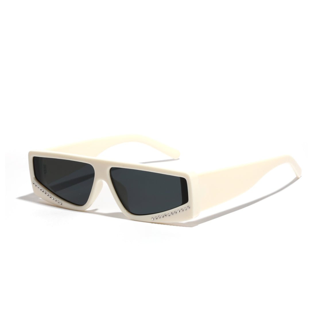 Damen oversized Sonnenbrille mit futuristischer Form und stylischen Verzierungen Karnz