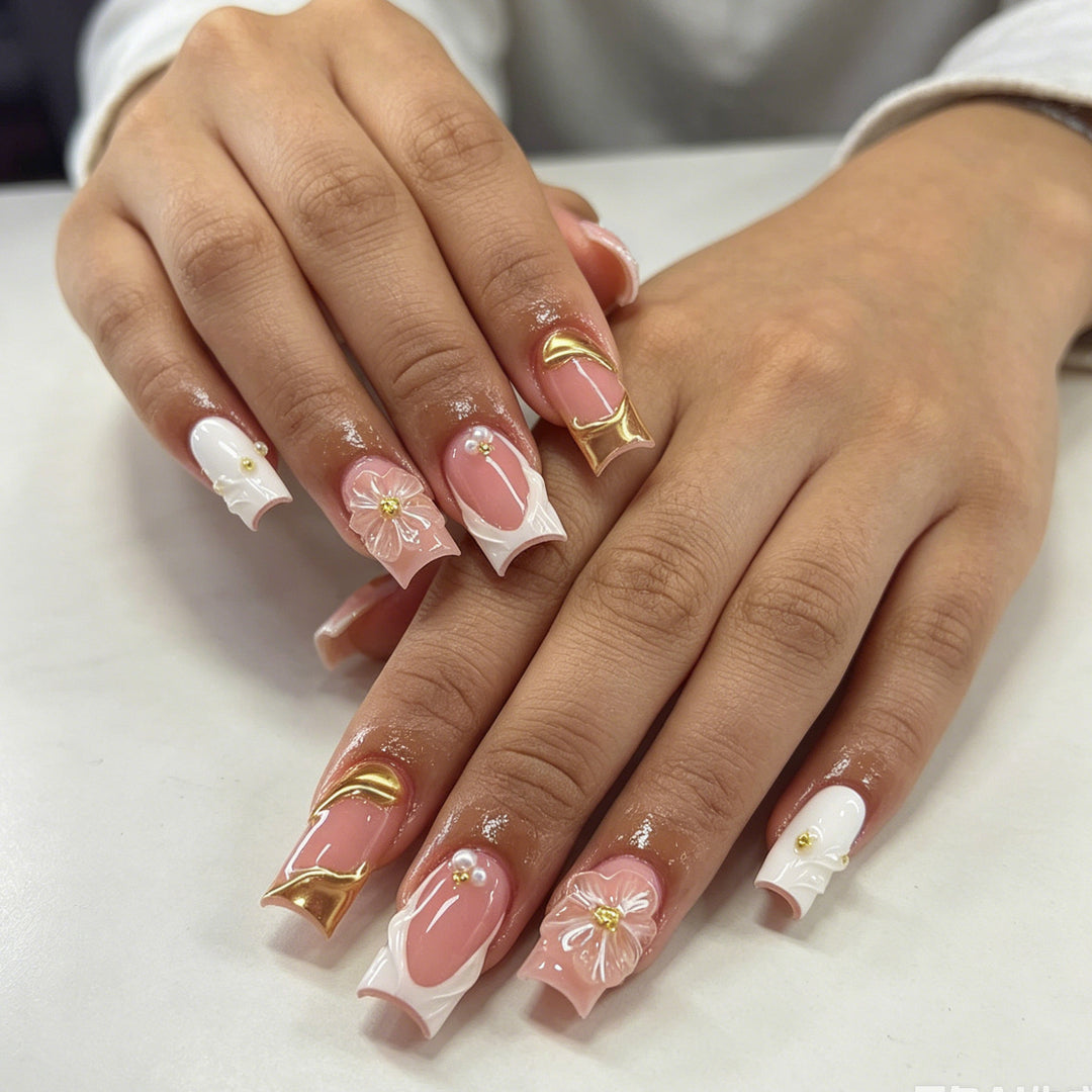 Elegante 3D Blumen Acryl Nagelkunst Erweiterungen Karnz