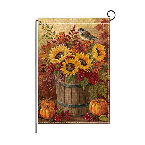 Outdoor Herbst Sonnenblume und Kürbis Dekorative Gartenflagge