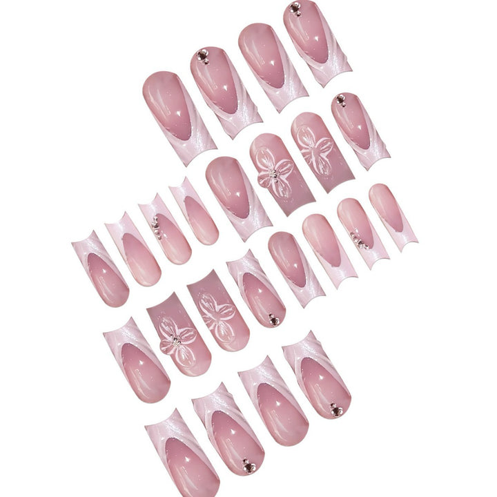 Elegante Blumen Press-On Nagelkunst Karnz