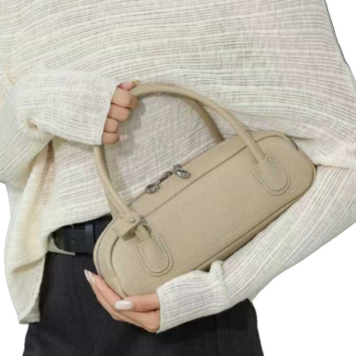 Mini gepunktete Top-Handle Kuppeltasche mit doppeltem Reißverschlussverschluss