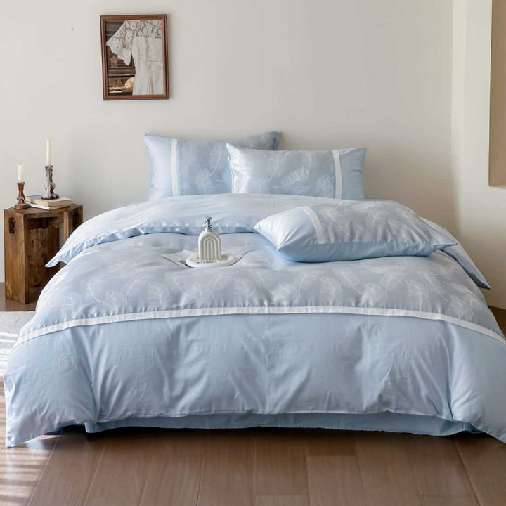 Hotel-Style Geb brushed Baumwolle Bettbezug Set mit strukturiertem Stepppanel und kontrastierendem Rand