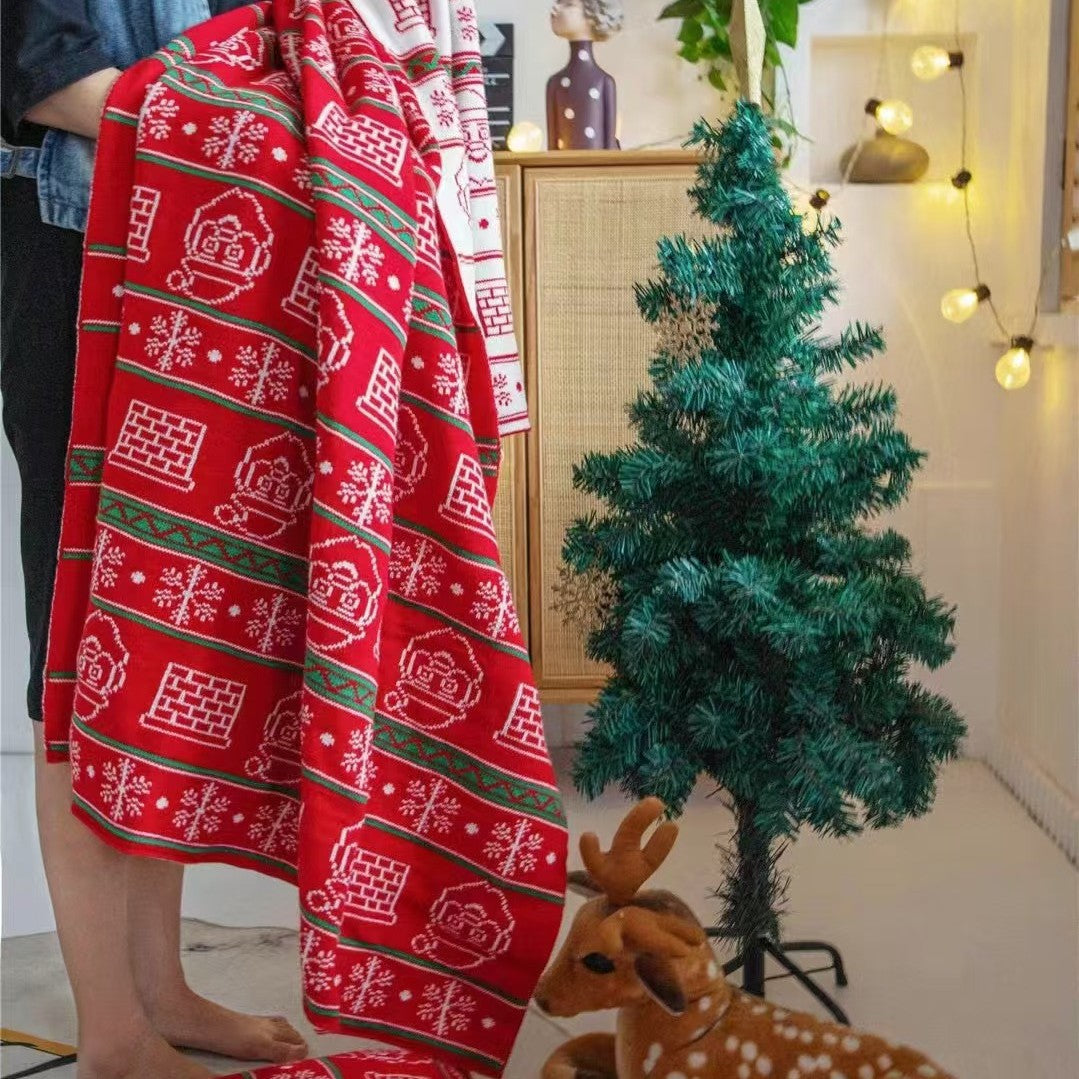 Kuschelige Weihnachts-Wohndecke mit Lebkuchen- und Rautenmuster