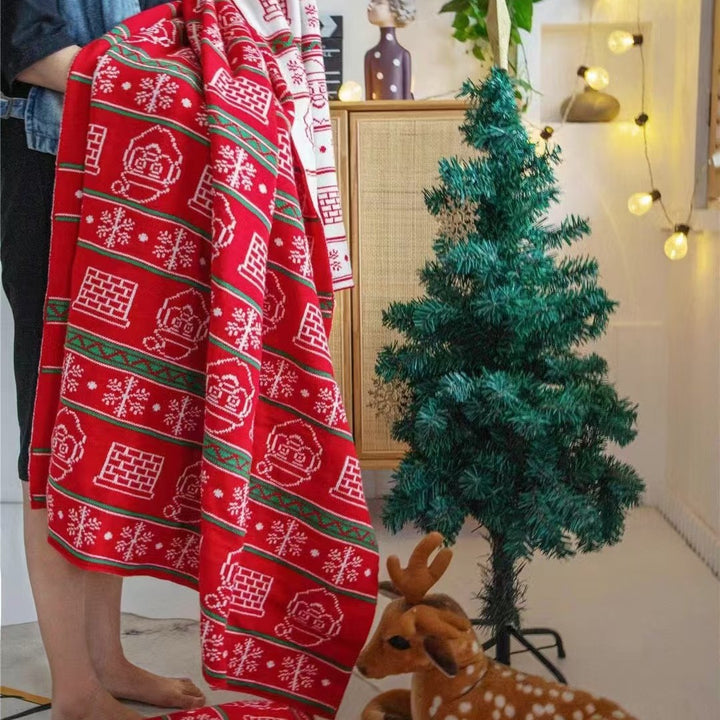 Kuschelige Weihnachts-Wohndecke mit Lebkuchen- und Rautenmuster