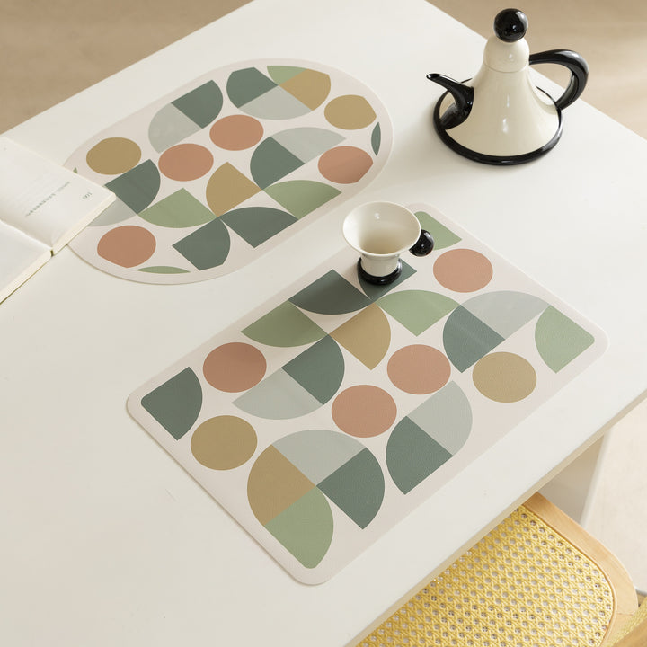 Abwischbare Retro-Tischsets aus Kunstleder mit geometrischem Muster Karnz