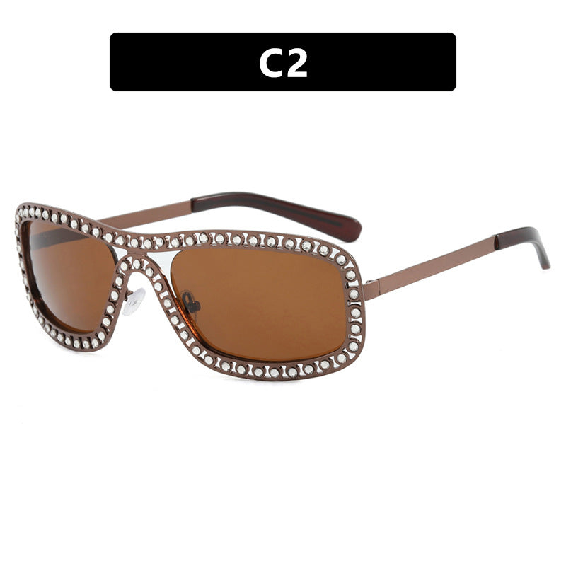 Damen modische Sonnenbrille mit funkelndem Rahmen Karnz