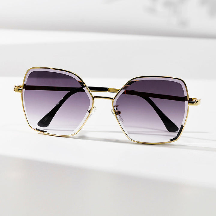 Damen geometrische Sonnenbrille mit modischem Goldrahmen Karnz