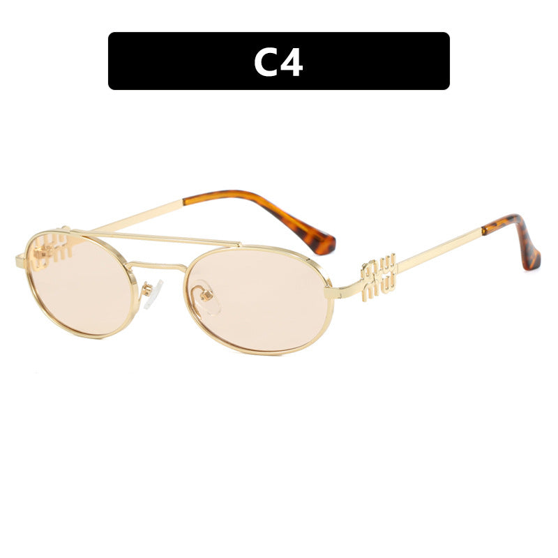 Damen elegante ovale Sonnenbrille mit luxuriösem Metallrahmen Karnz