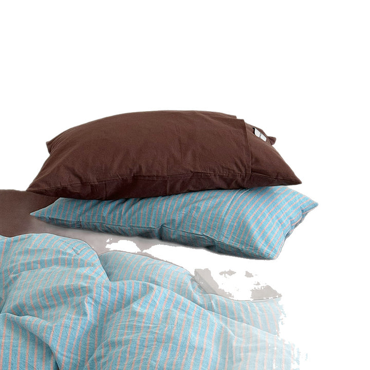 Minimalistische gestreifte Baumwoll Bettdeckenbezug Set