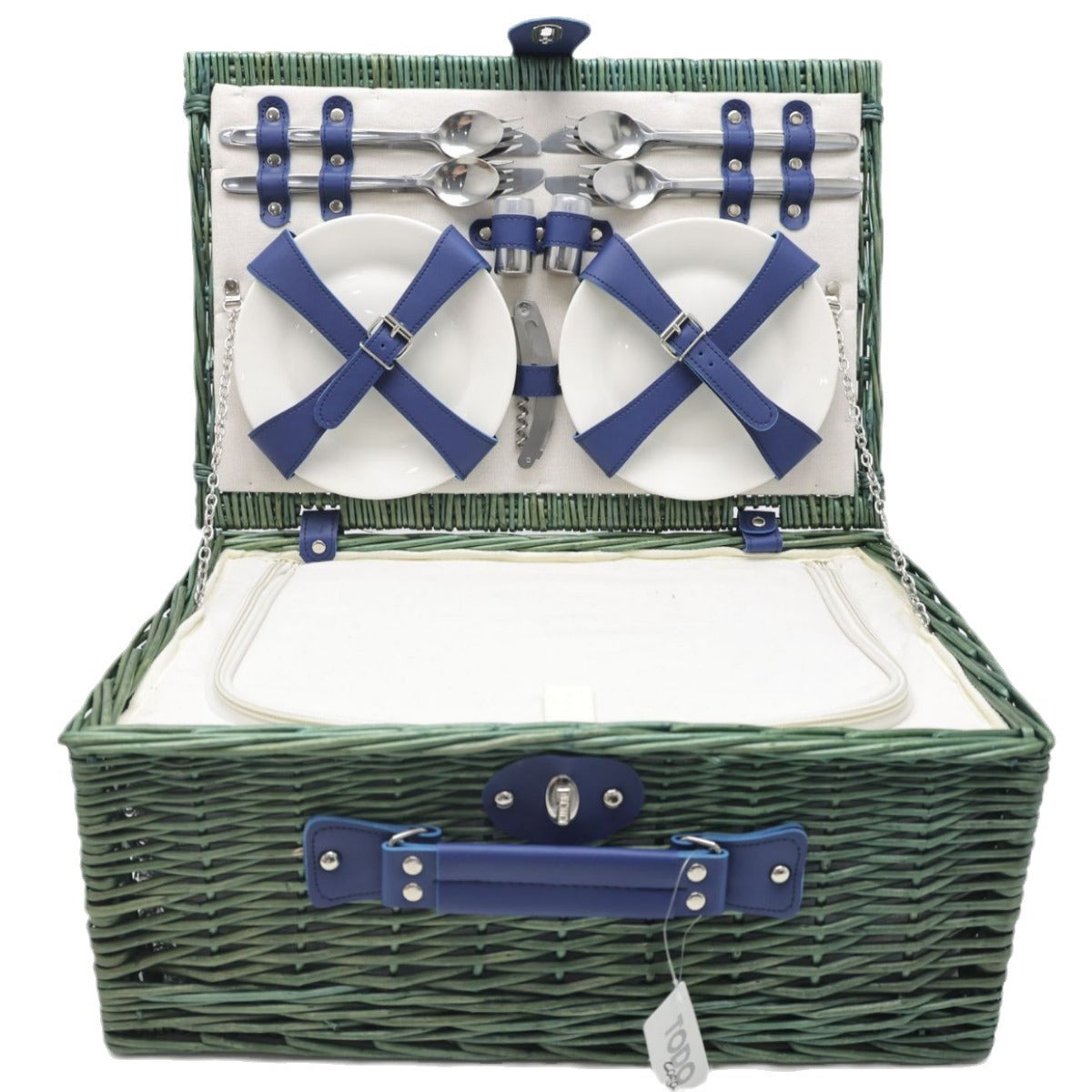 Damen Picknickkorb mit umfangreichem Geschirrset und hochwertigem Tragegurt Karnz