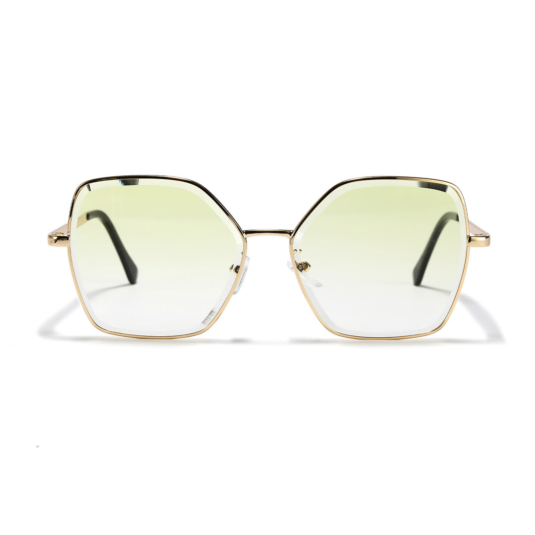 Damen geometrische Sonnenbrille mit modischem Goldrahmen Karnz