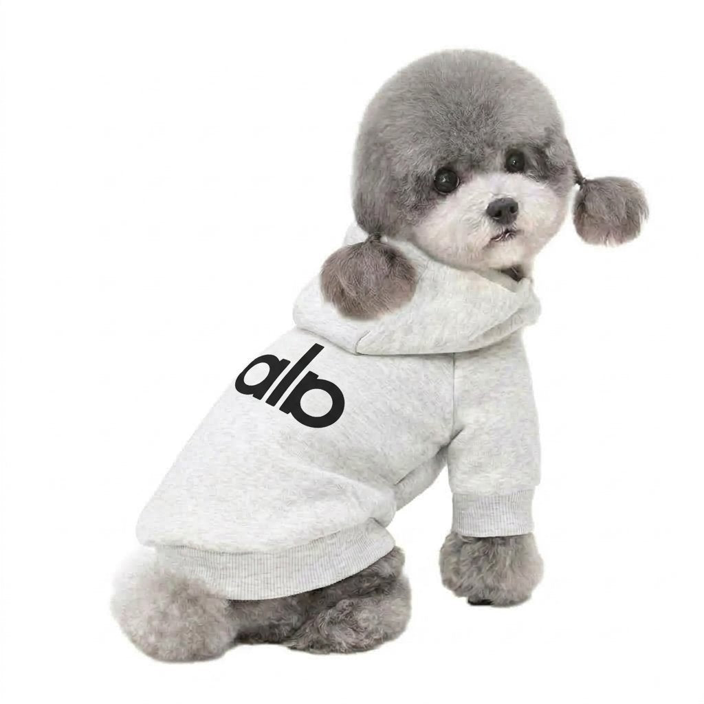 Kleine Hund Baumwollmischung Kapuzenpullover Sweatshirt mit gerippten Bündchen und Logo-Druck