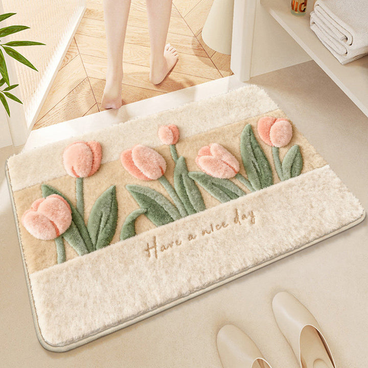 Florale gestickte Badmatte