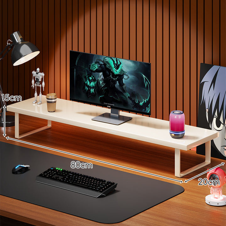 Massivholz-Monitorständer mit minimalistischem U-Rahmen aus Metallbeinen