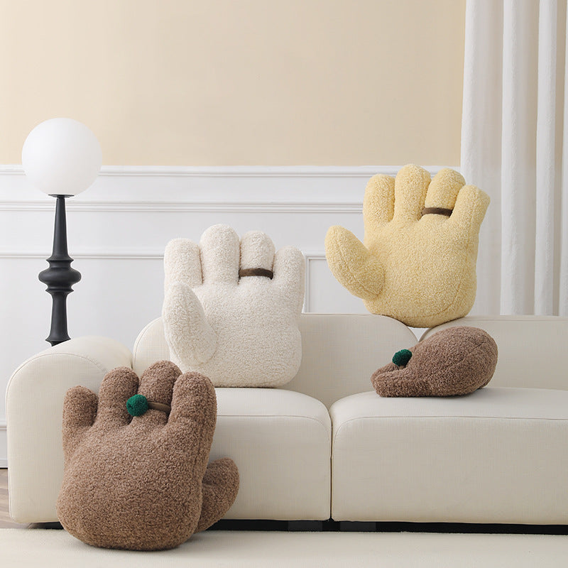 Kuscheliges handförmiges Plüschkissen mit Pompon‑Ring