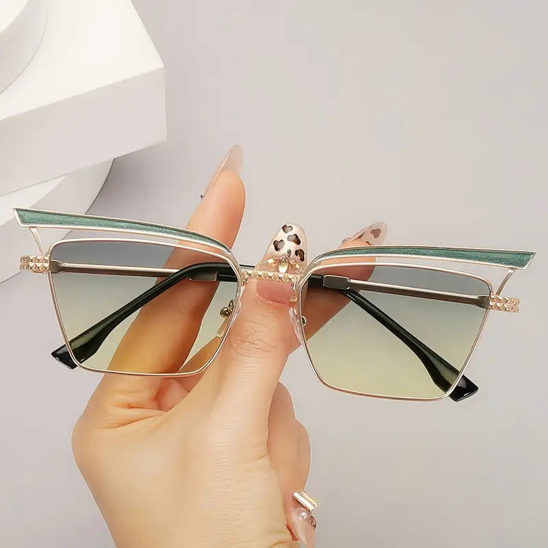 Damen quadratische Designer-Brille mit filigranem Metallrahmen Karnz