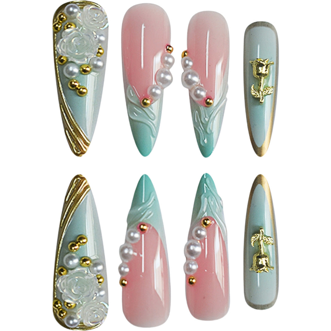 Dekorative Stiletto Press-On Nagelkunst Erweiterungen Karnz