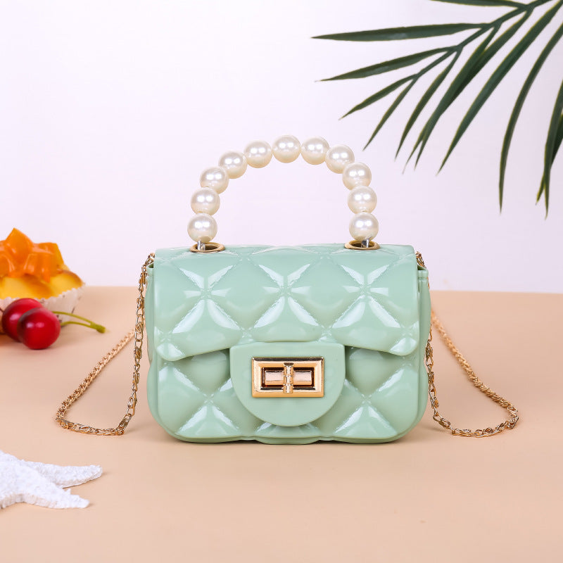 Damen elegante Handtasche mit Perlenhenkel Karnz