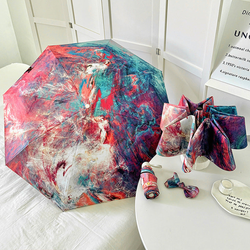 Damen Faltbarer Regenschirm mit kreativem Kunstdesign Karnz