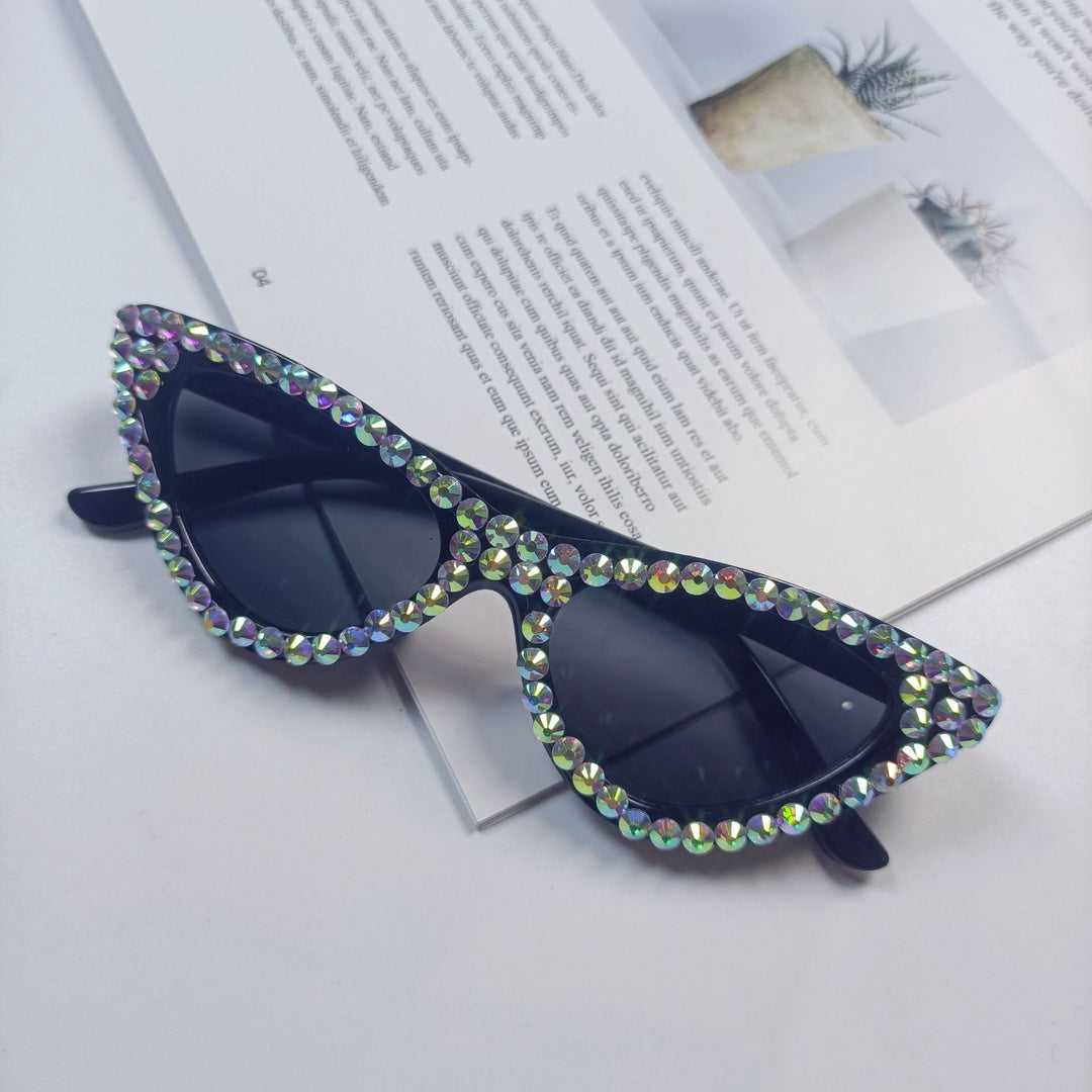 Damen Cat-Eye Sonnenbrille mit funkelndem Kristallbesatz Karnz