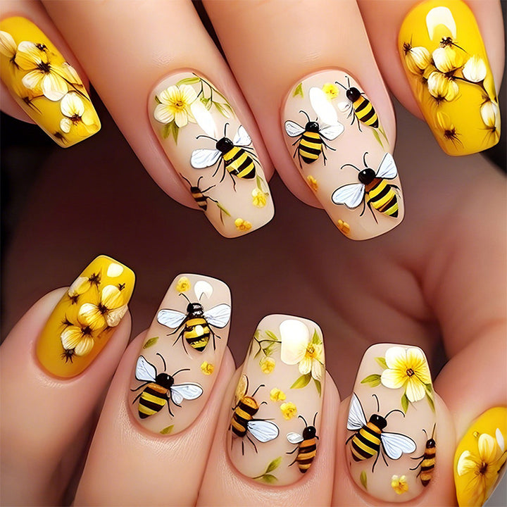 Bienen-Themen Press-On Nagelkunst Set Karnz
