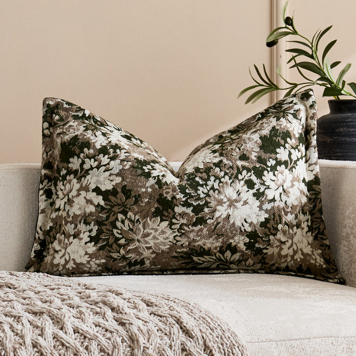 Übergroßes Jacquard Blumen Velours Kissenbezug mit verdecktem Reißverschluss