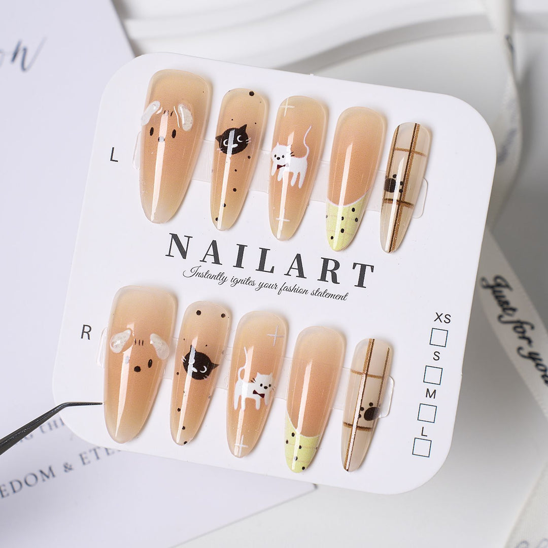Niedliches Bären-Thema Press-On Nagelset Karnz