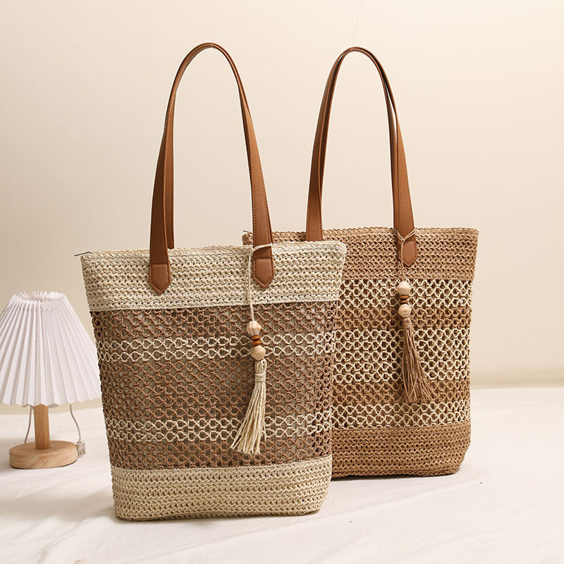 Damen Funktionale Bastshoppingtasche Karnz