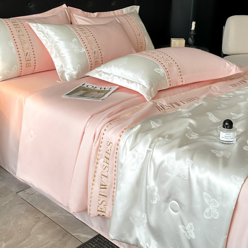 Satin Blumenmuster Bettwäsche Set