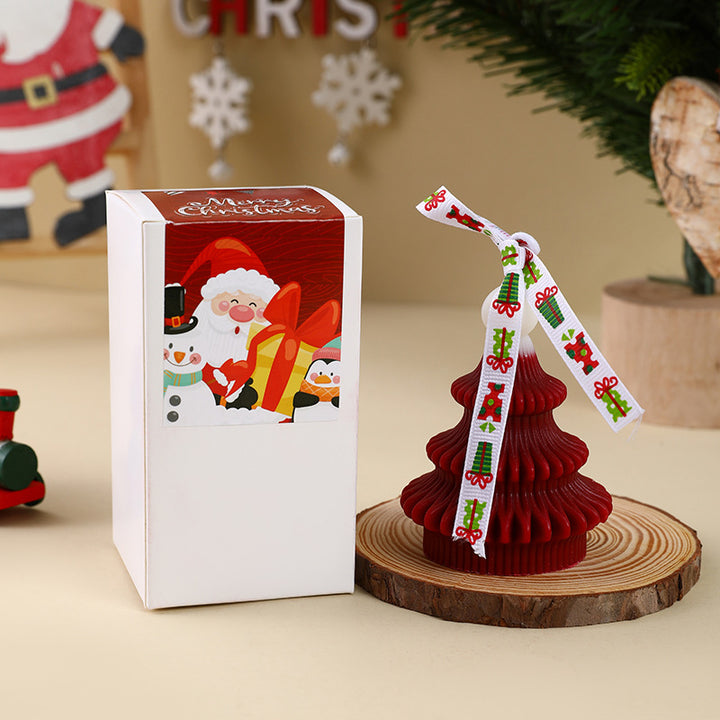Handgegossene Weihnachtsbaum-Ornament Sojawachs-Kerze mit Dekoband und Geschenkschachtel