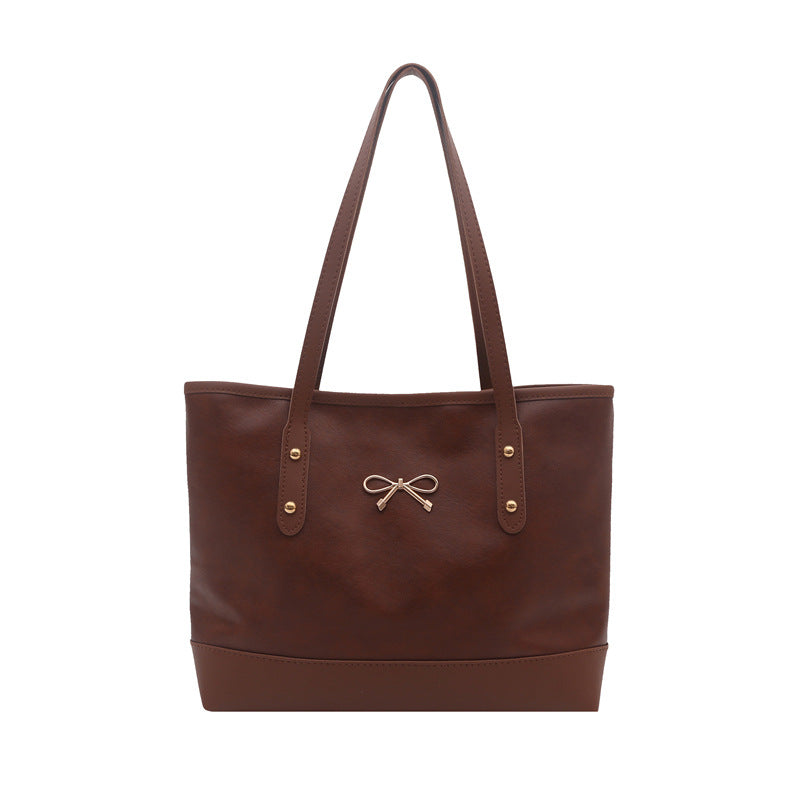Elegante Faux-Leder-Tote-Tasche mit Akzent-Schleife