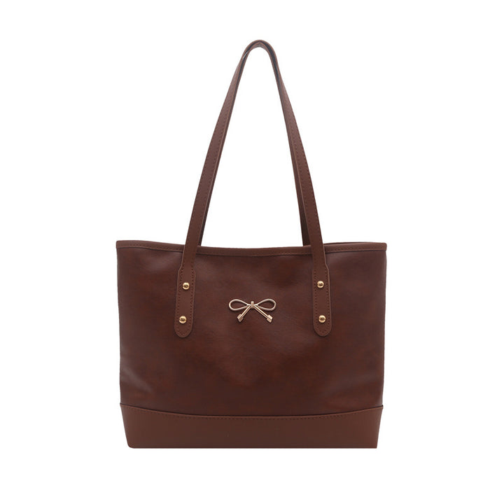 Elegante Faux-Leder-Tote-Tasche mit Akzent-Schleife