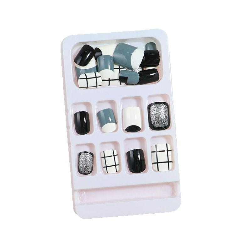Künstlerisches Press-On-Nagelset mit modernen geometrischen Designs Karnz