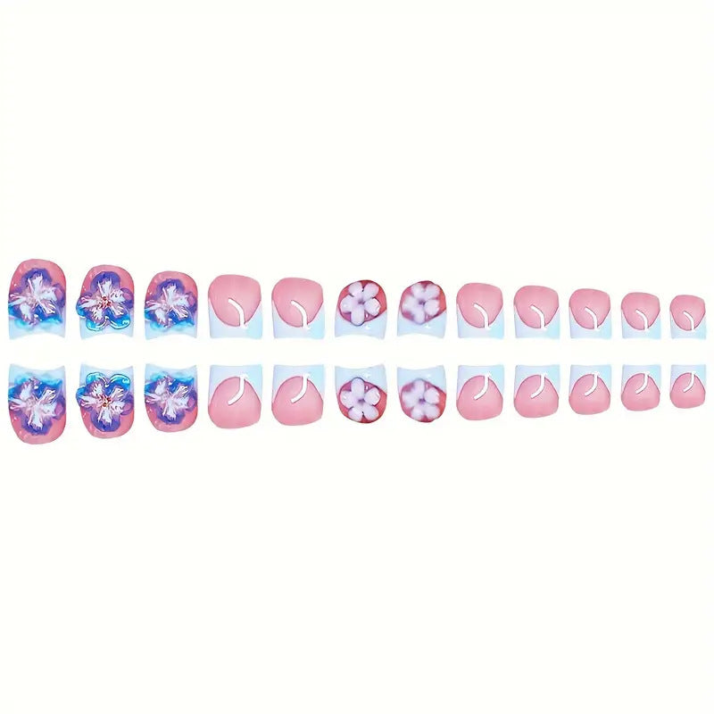 Blumeninspiriertes Press-On Nageldesign Karnz